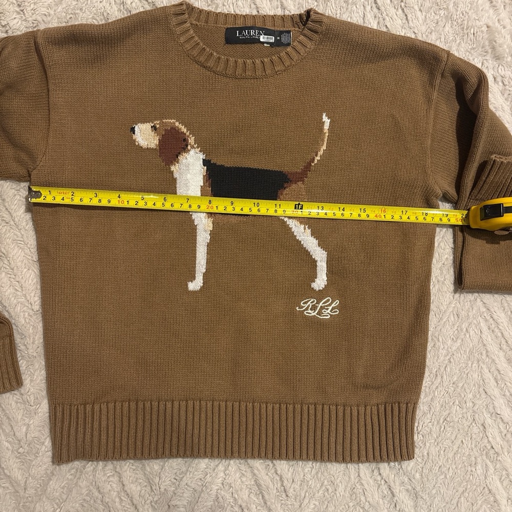 Ralph Lauren Brown Beagle Dog Sweater M - Picture 4 of 5